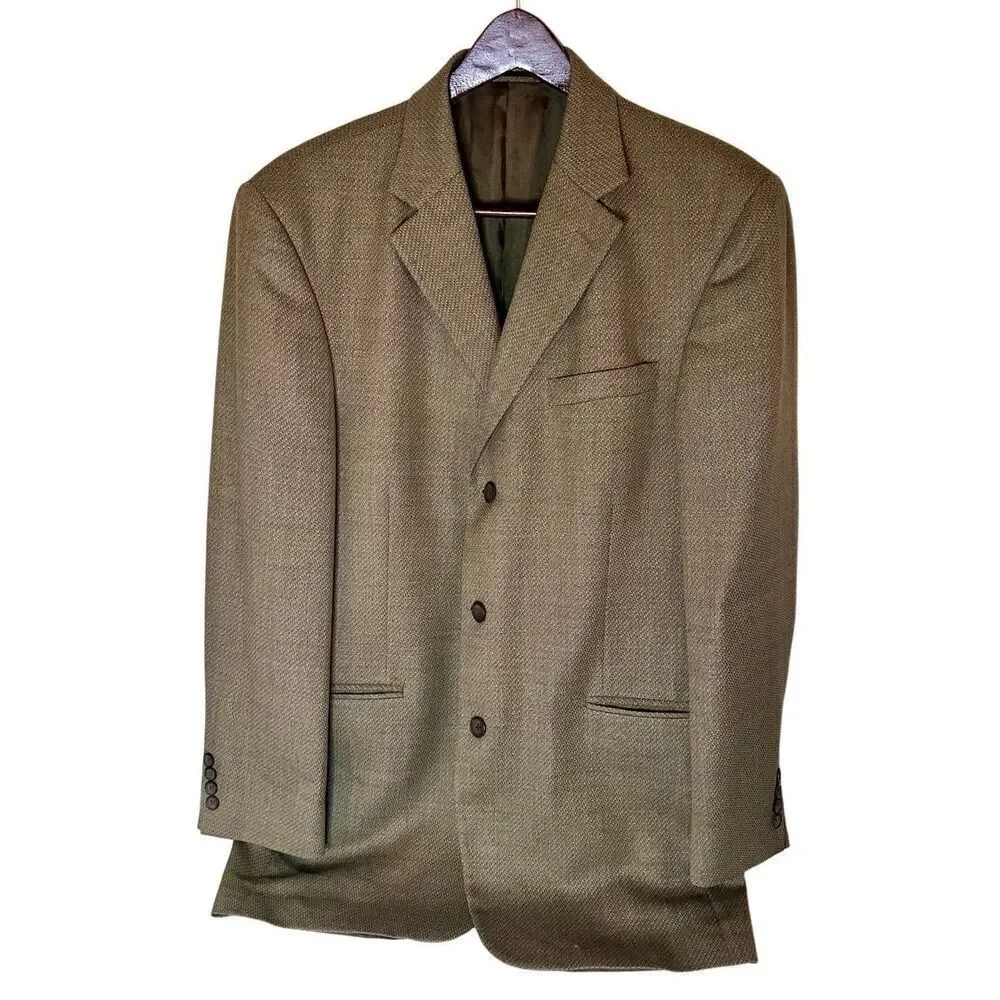 Geoffrey Beene Wool 3 Button Suit Jacket Classic Business Sport Coat 43L